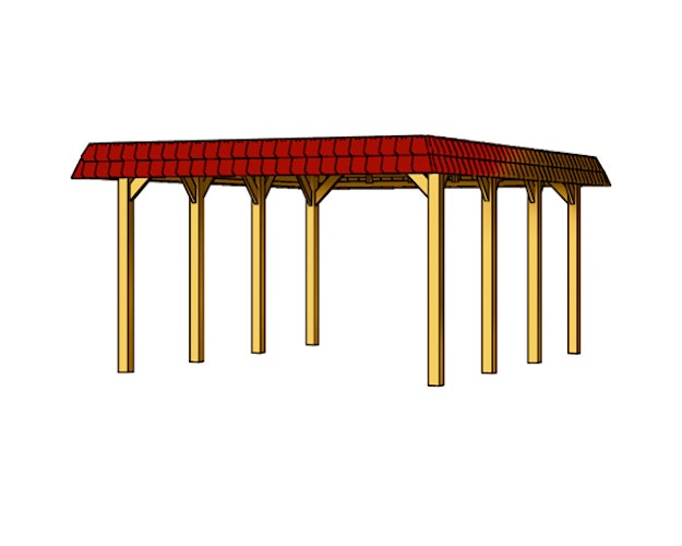Skan Holz Spreewald - Walmdach Doppelcarport Breite 585 cm