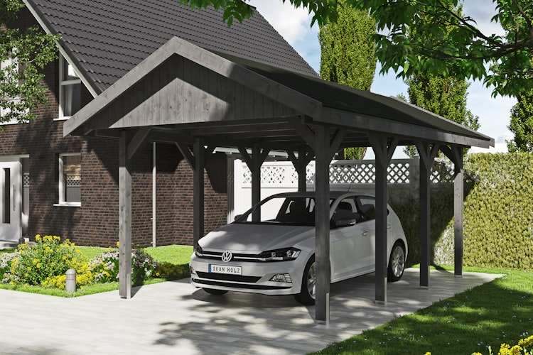 Skan Holz Wallgau - Satteldach Einzelcarport Breite 380 cm