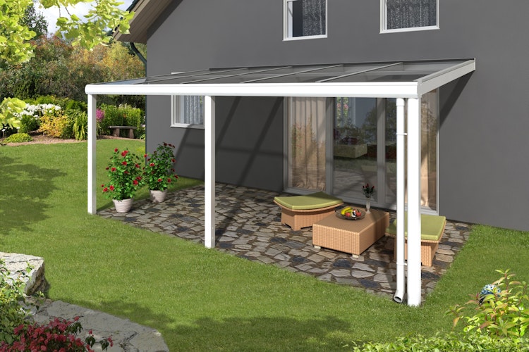 Skan Holz Aluminium Terrassenüberdachung Monza Breite 434 cm