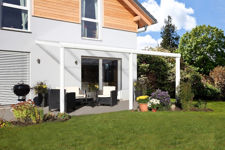 Skan Holz Aluminium Terrassenüberdachung Monza Breite 434 cm