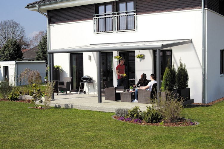 Skan Holz Aluminium Terrassenüberdachung Monza Breite 434 cm