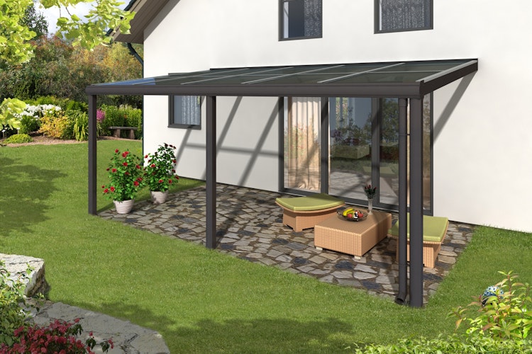 Skan Holz Aluminium Terrassenüberdachung Monza Breite 434 cm